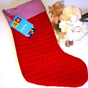 LEGO Red Christmas Stocking Red and Pink LEGO knit stocking Target NWT Lego